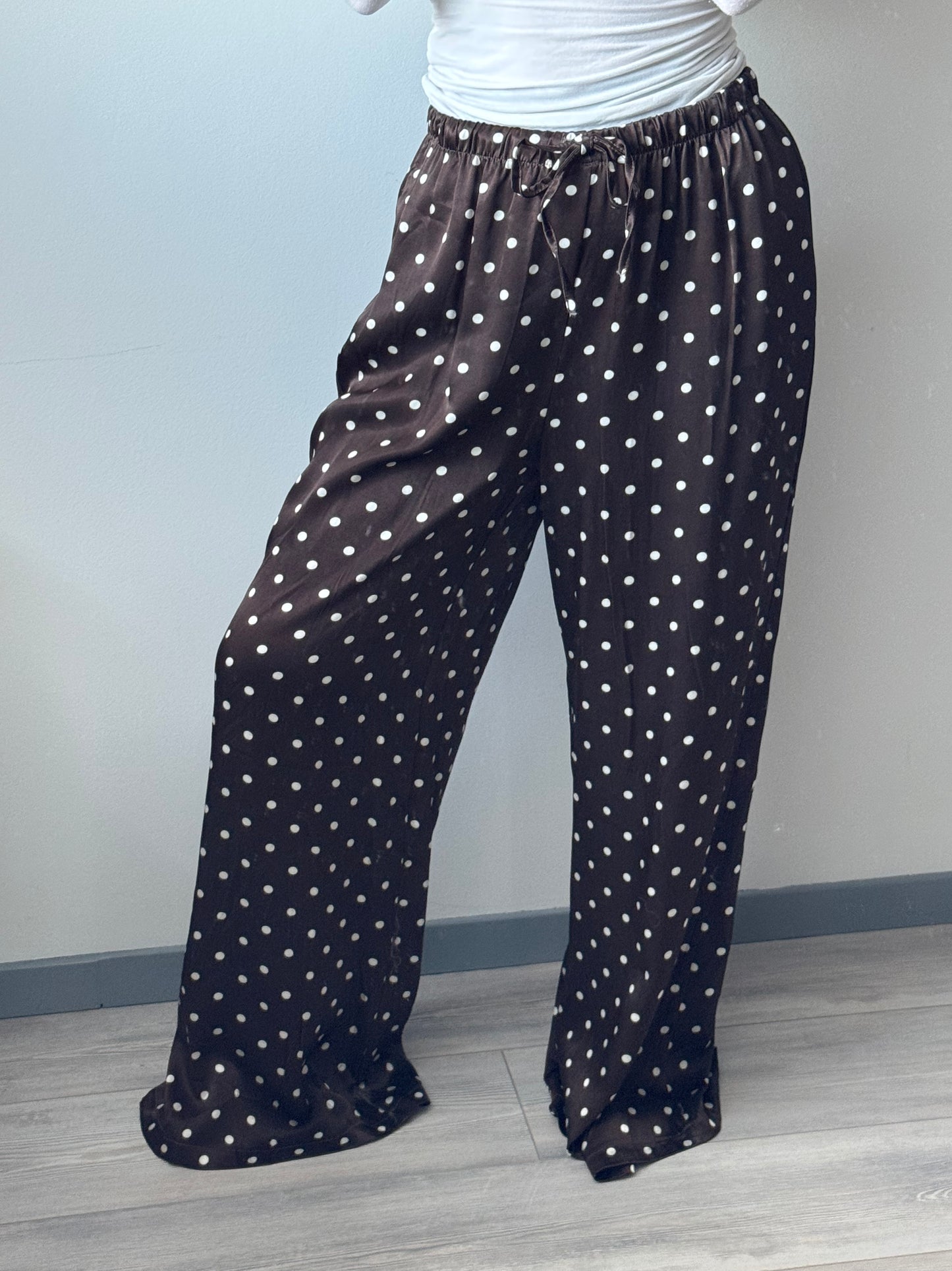 Satin Hose Polka Dot - Braun