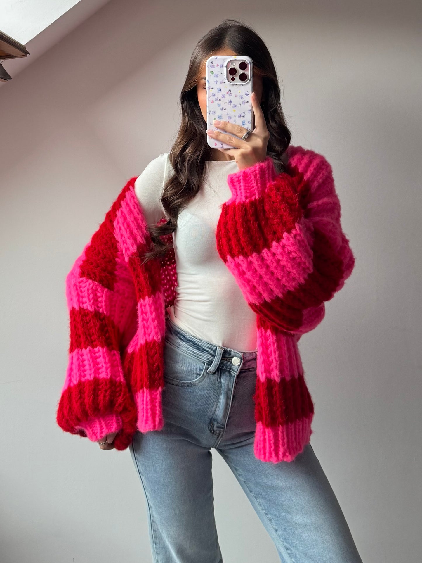 Kuschel Cardi - Pink / Rot