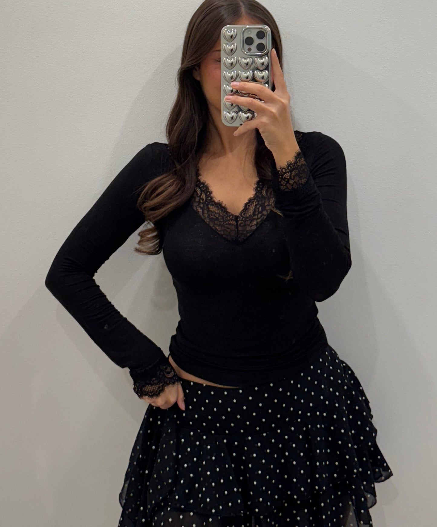 Langarm Basic mit Spitze