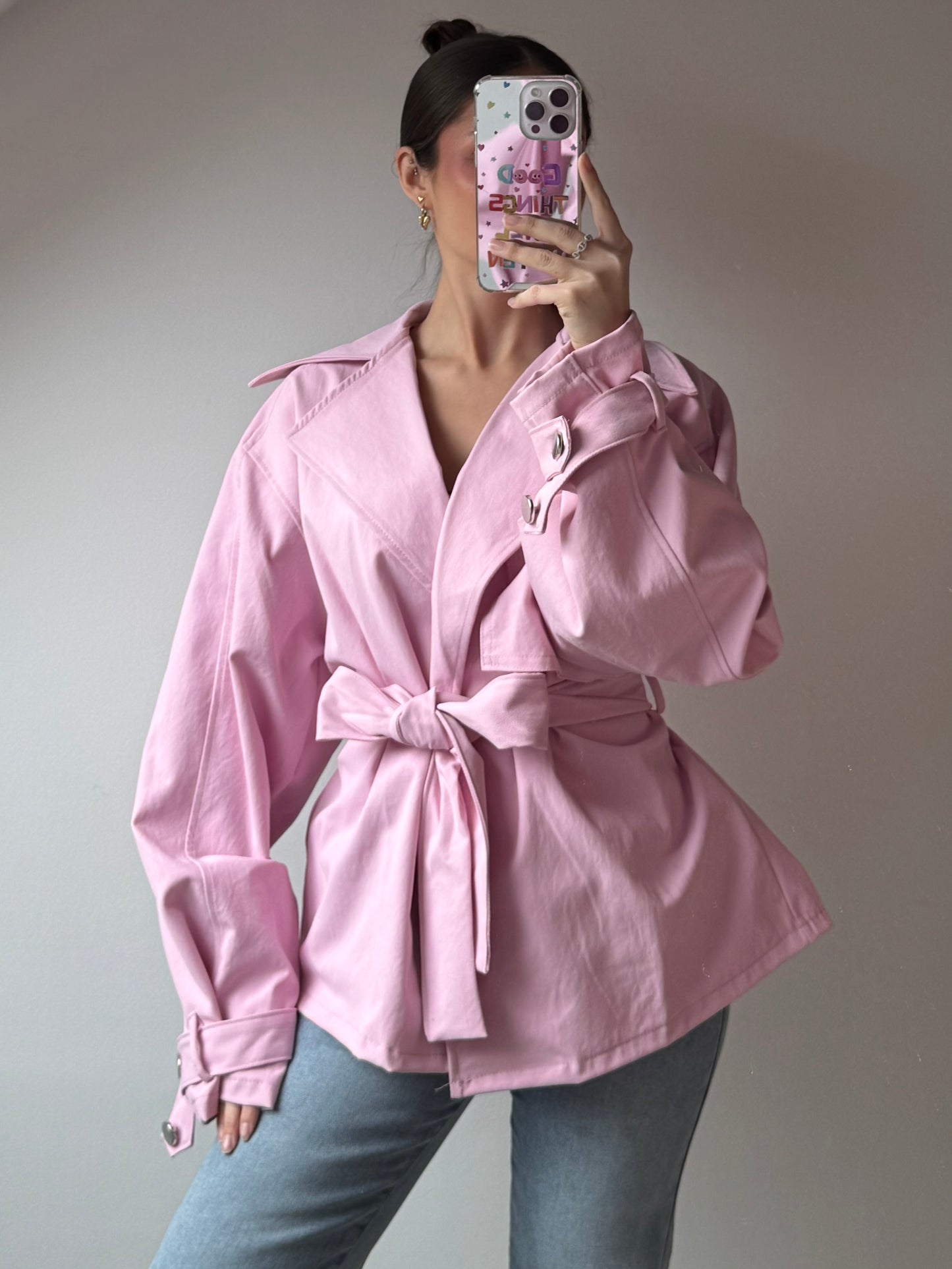 Schößchenjacke mit Bindegürtel