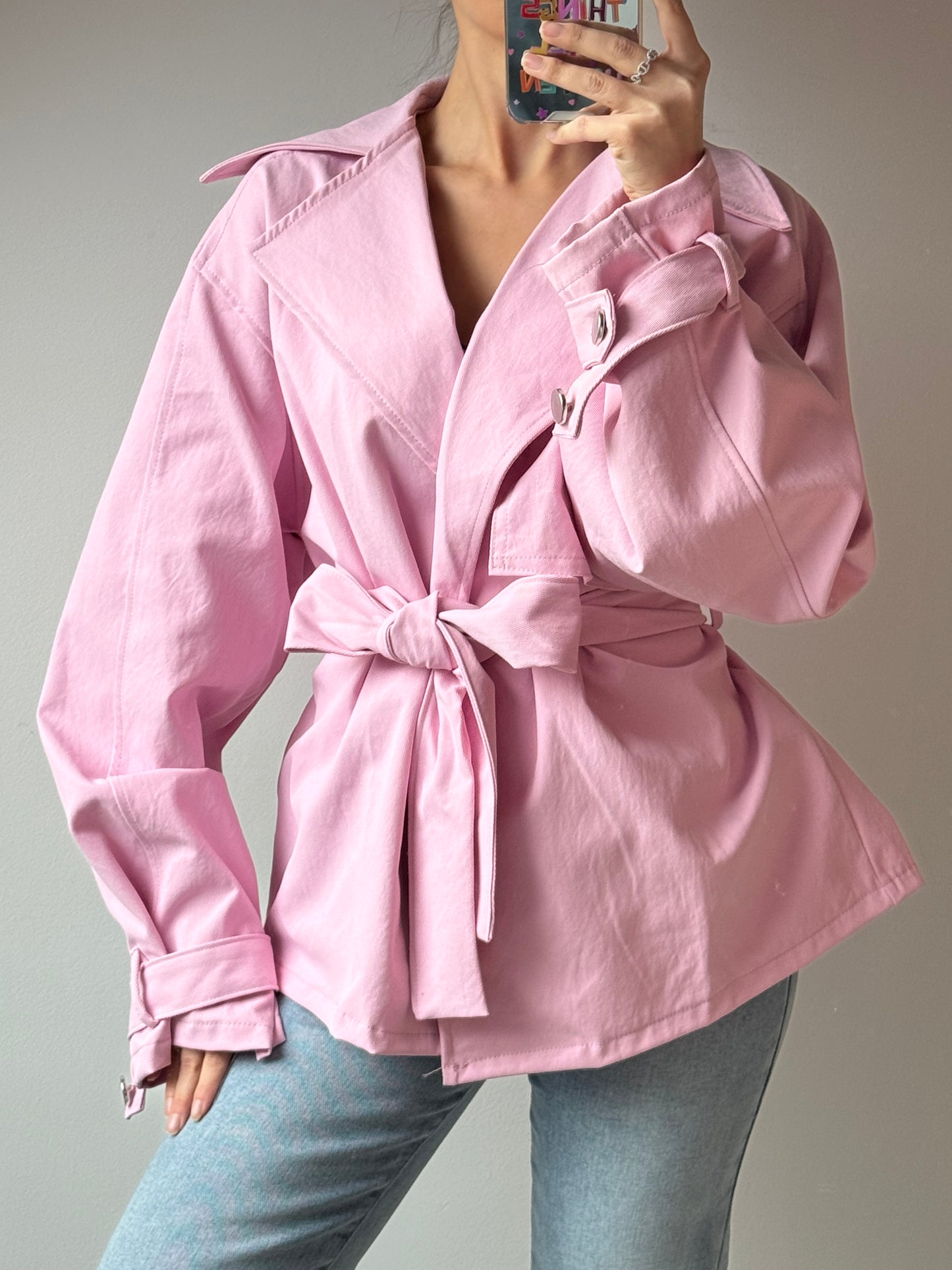Schößchenjacke mit Bindegürtel