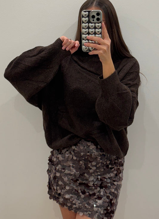 Pailetten Rock - Braun