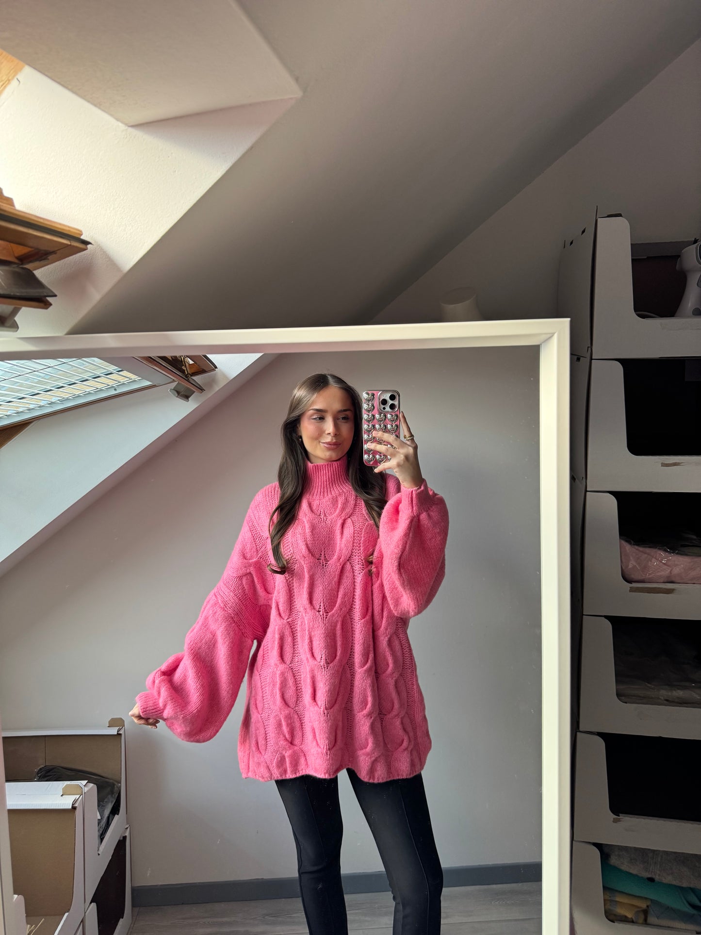 Rollkragen Pullover mit Zopfmuster