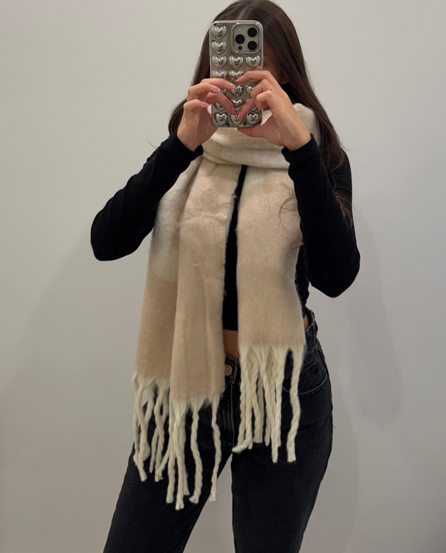 Schal mit Fransen & Schriftzug - Amour