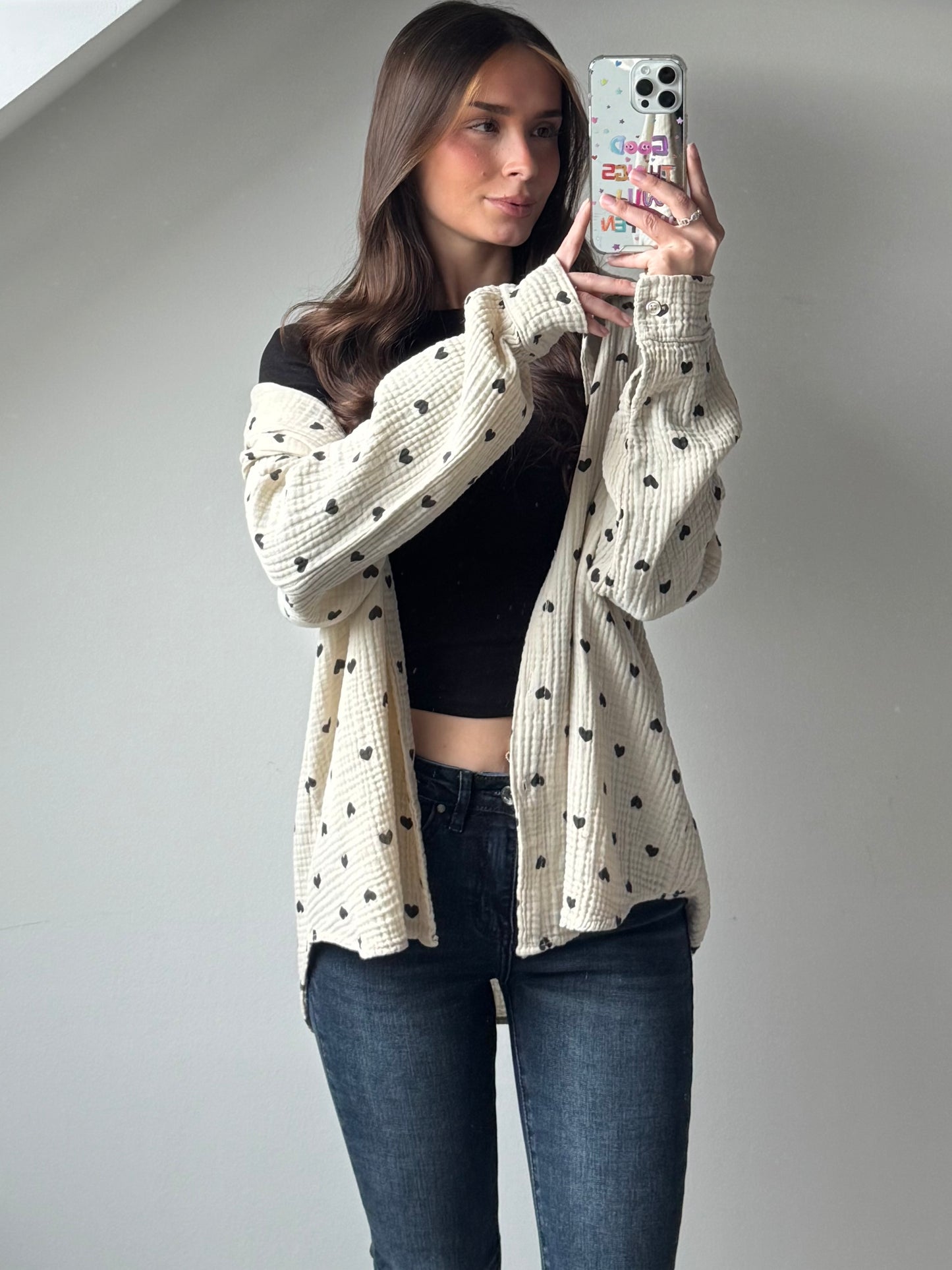 Musselin Bluse mit Herzchen