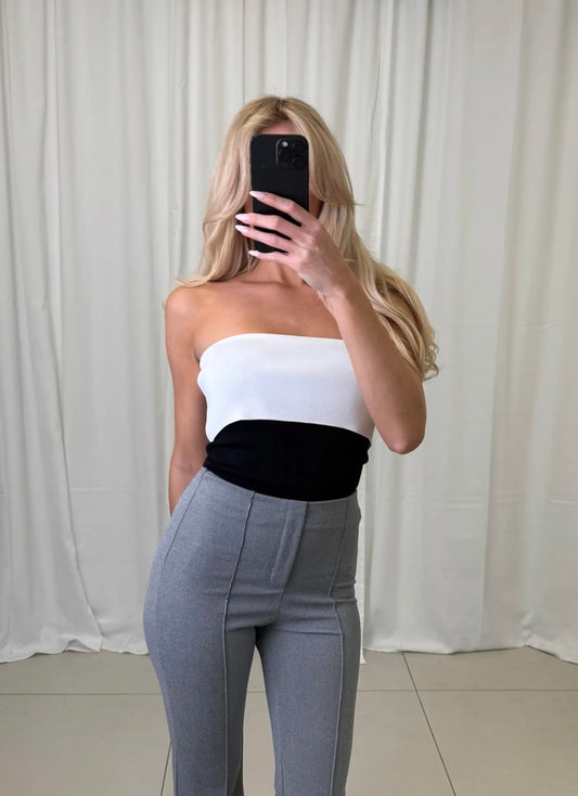 Bandeau Top - Weiß / Schwarz