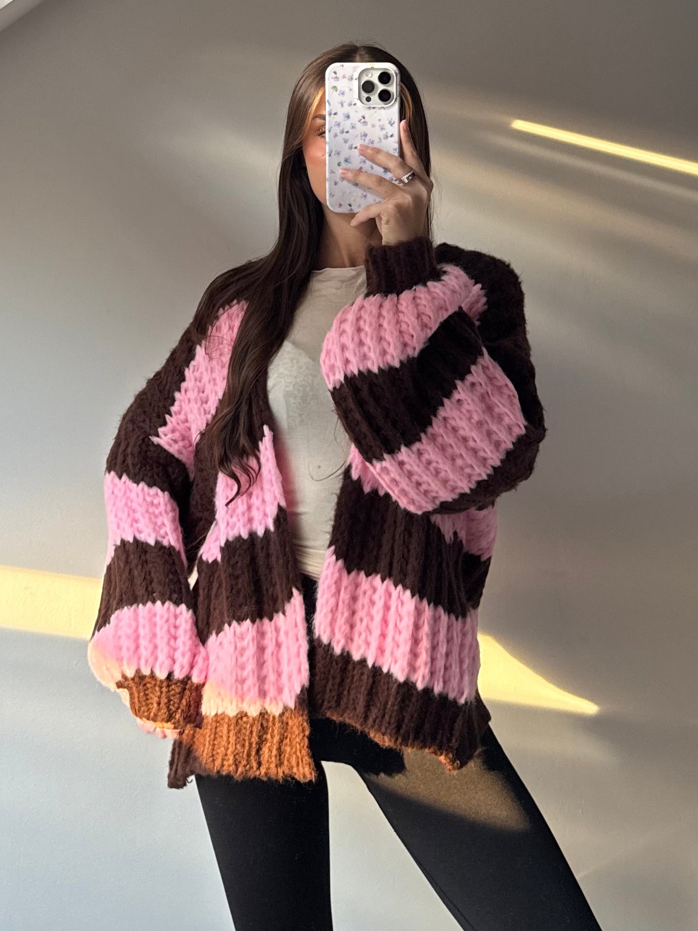 Kuschel Cardi Rosa / Braun