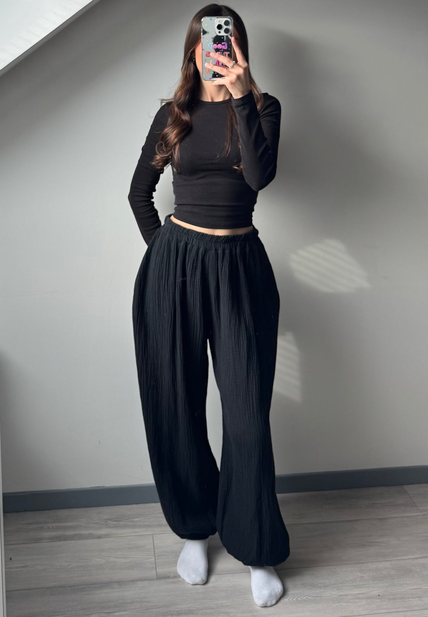 Musselin Hose - Celeste