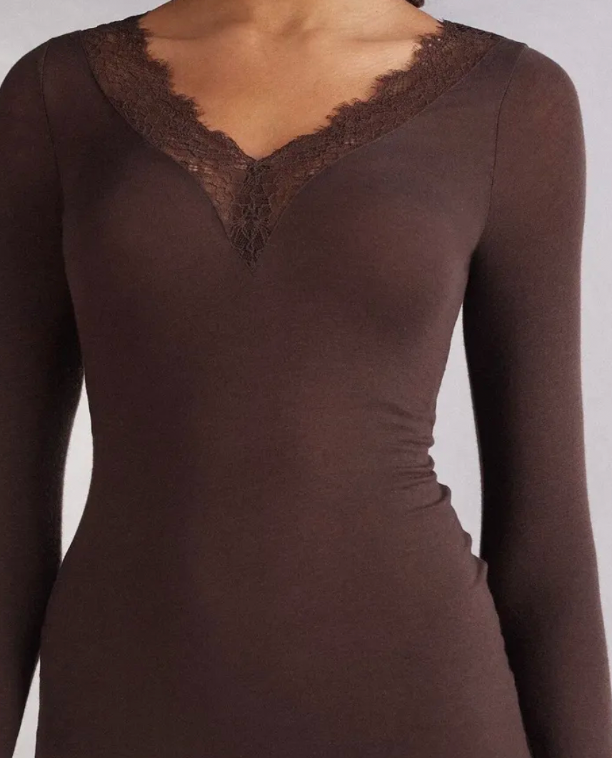 Langarm Basic mit Spitze