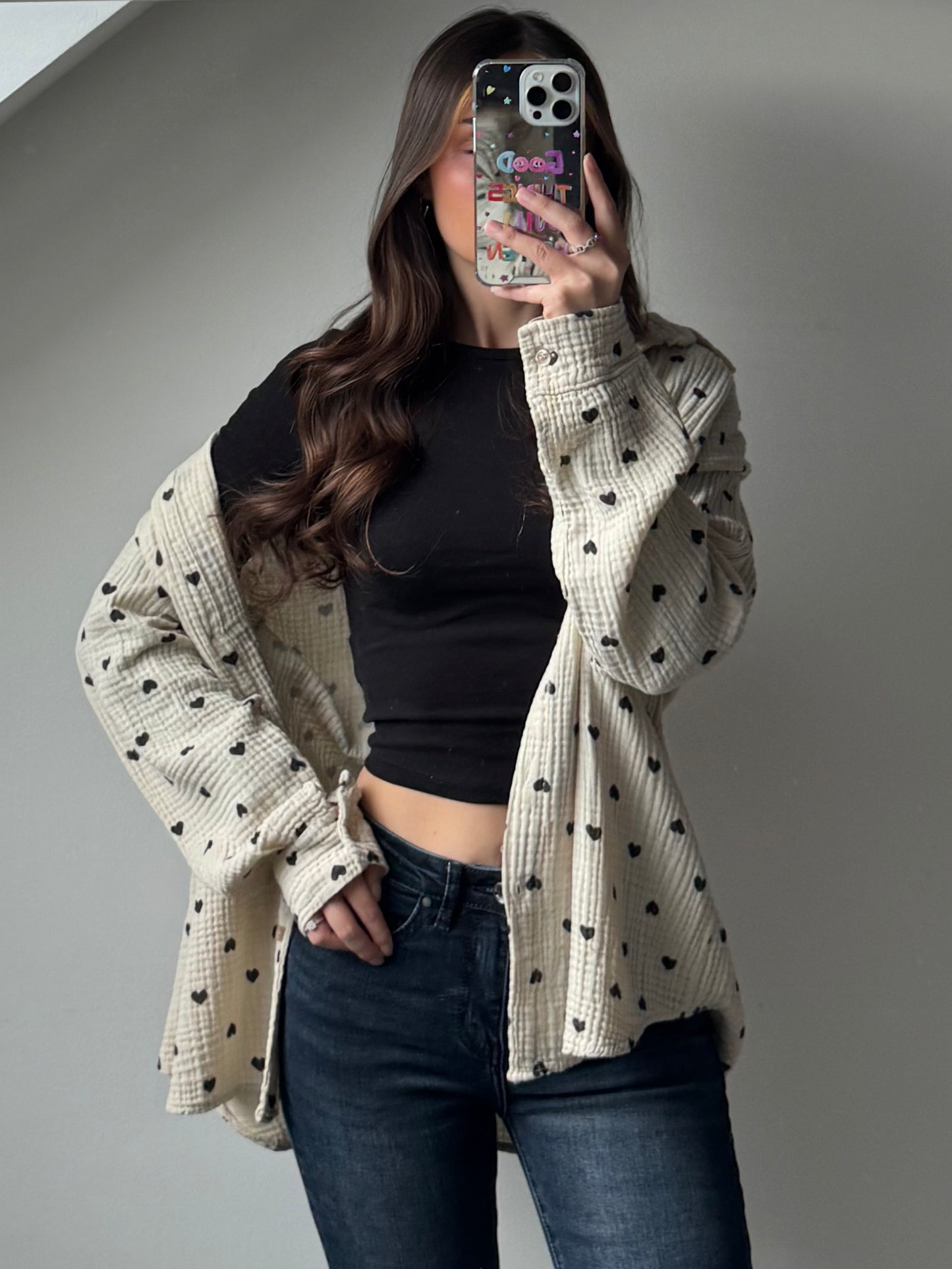 Musselin Bluse mit Herzchen