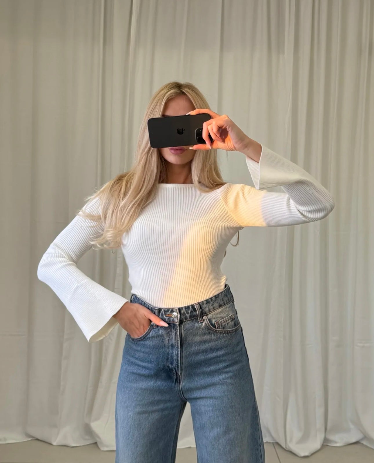 Basic Langarm - Rippenstrick