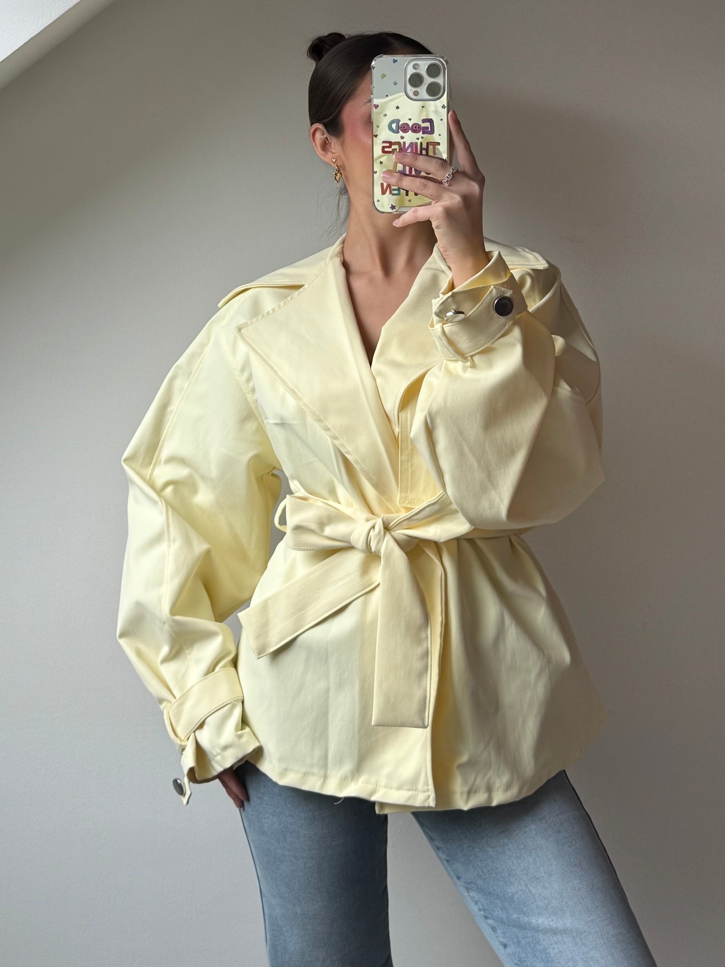 Schößchenjacke mit Bindegürtel