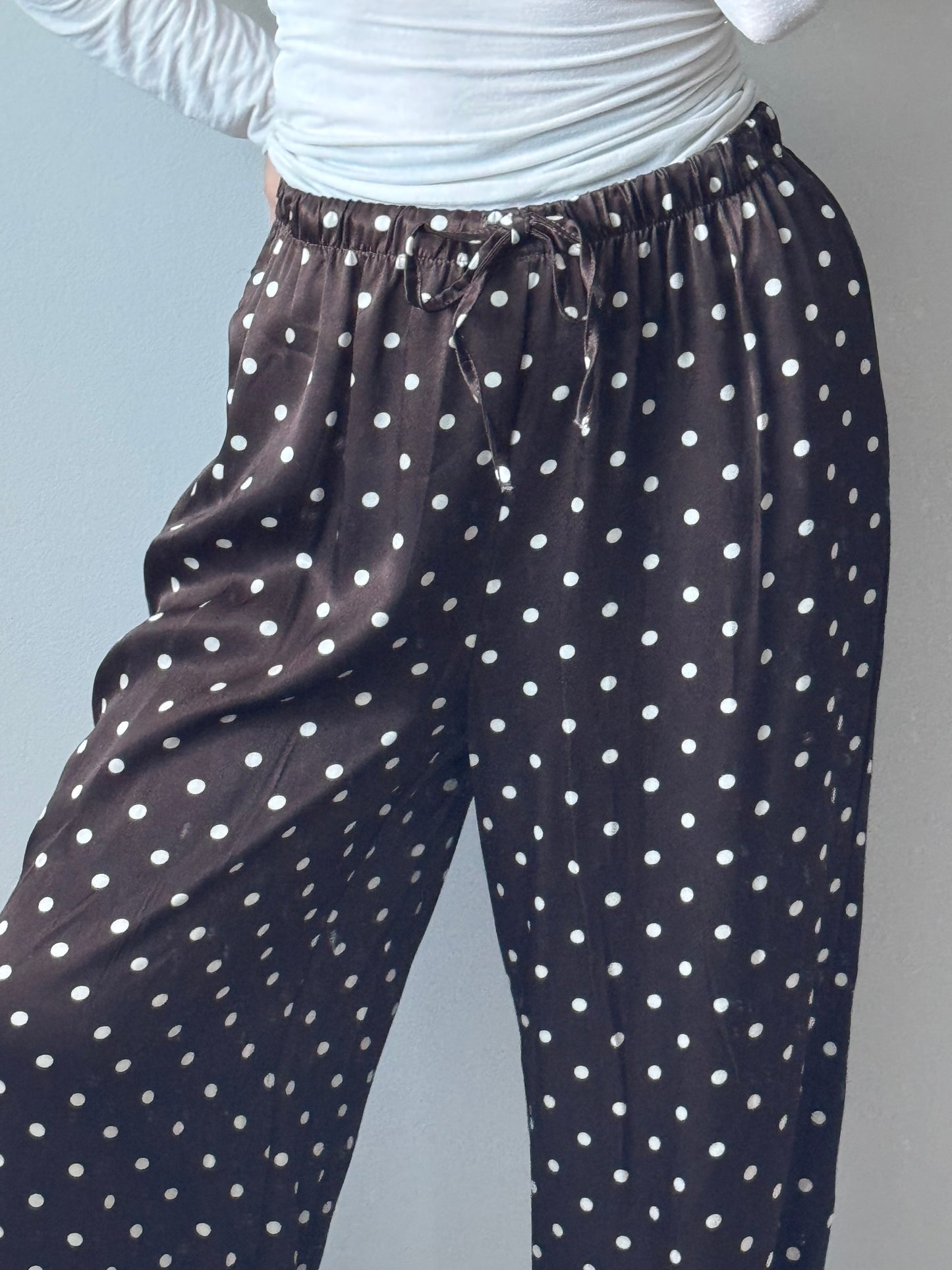 Satin Hose Polka Dot - Braun