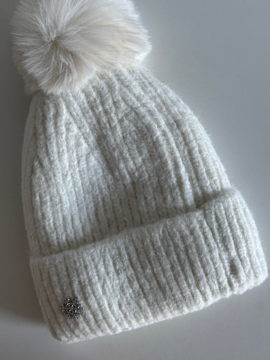 Mütze mit Bommel - Schneeflocke