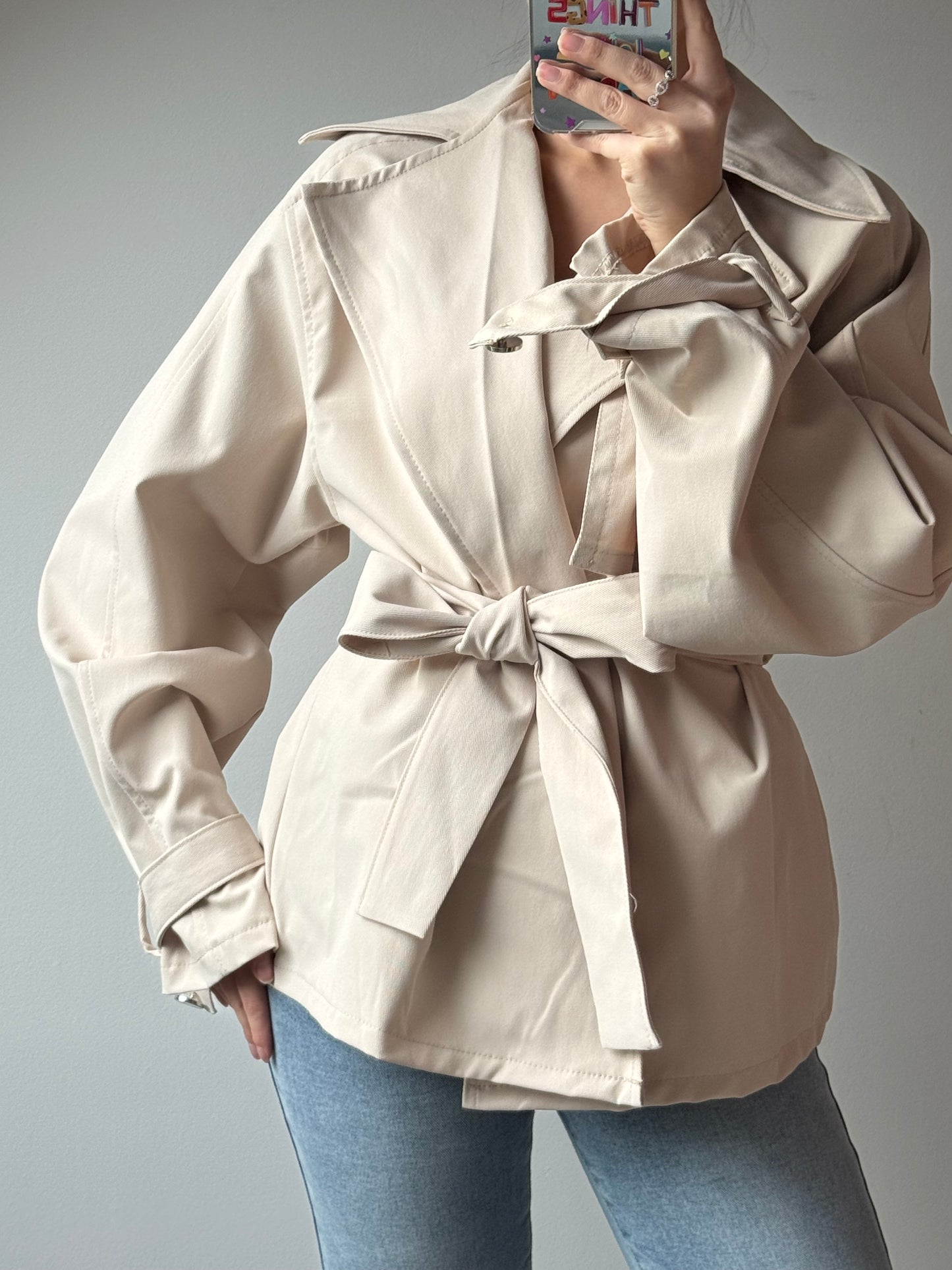 Schößchenjacke mit Bindegürtel