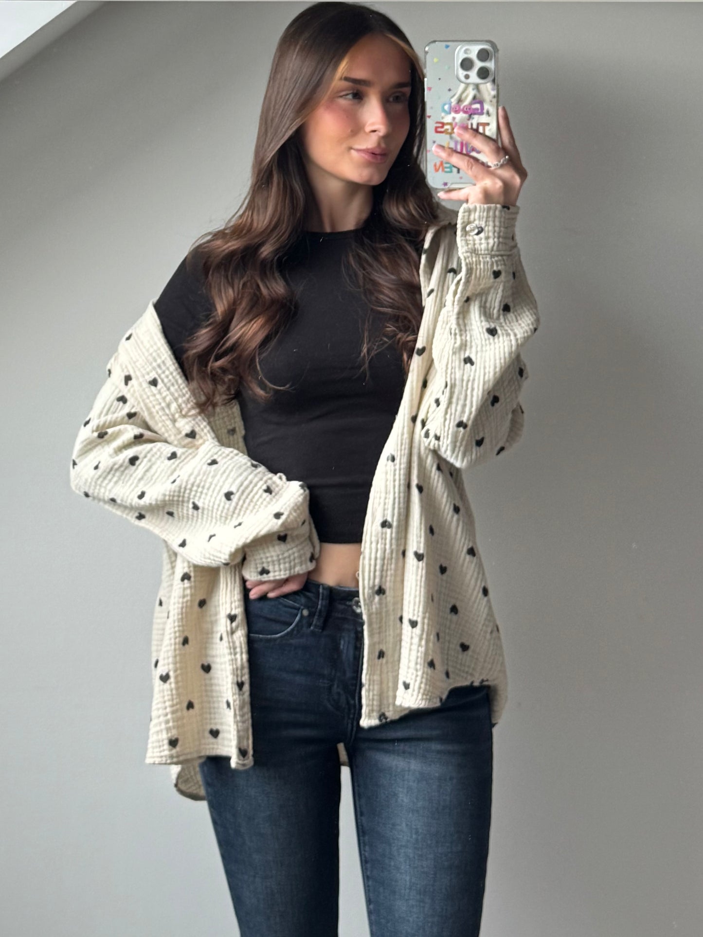 Musselin Bluse mit Herzchen