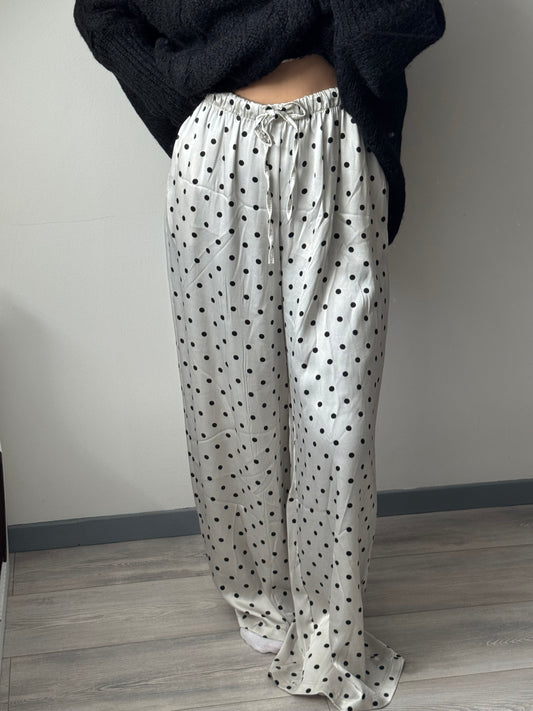Satin Hose Polka Dot - Weiß