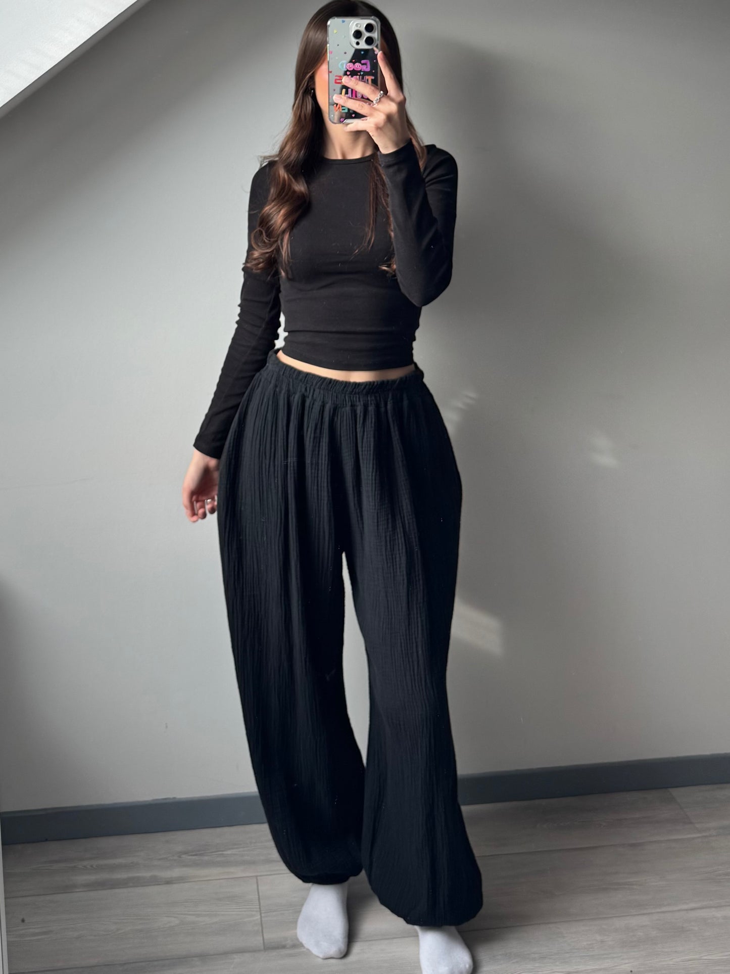 Musselin Hose - Celeste