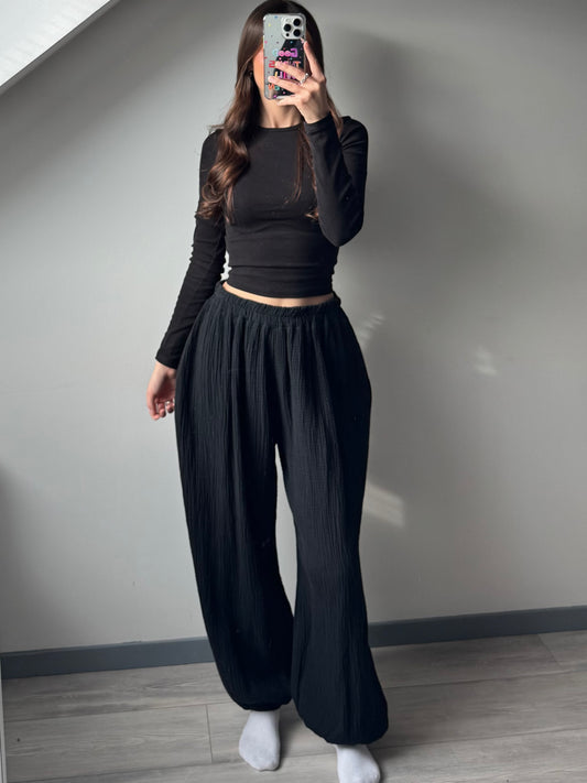 Musselin Hose - Celeste
