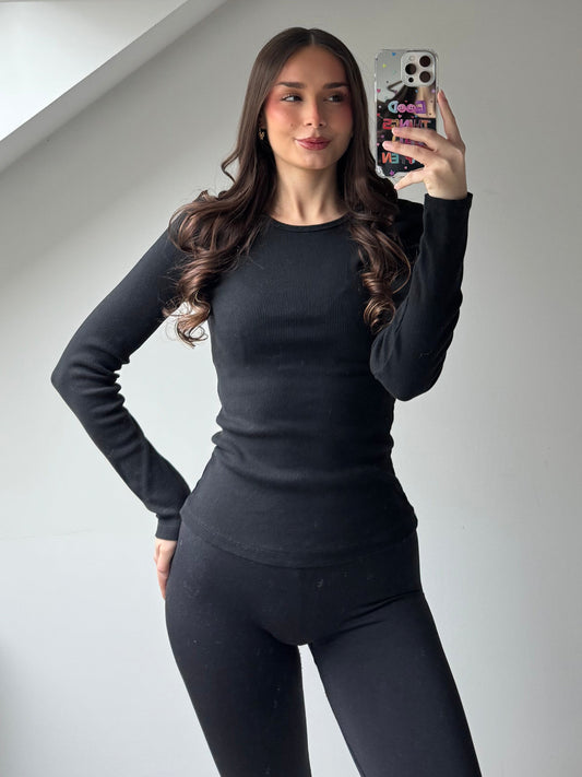 Langarmshirt im Rippenstrick