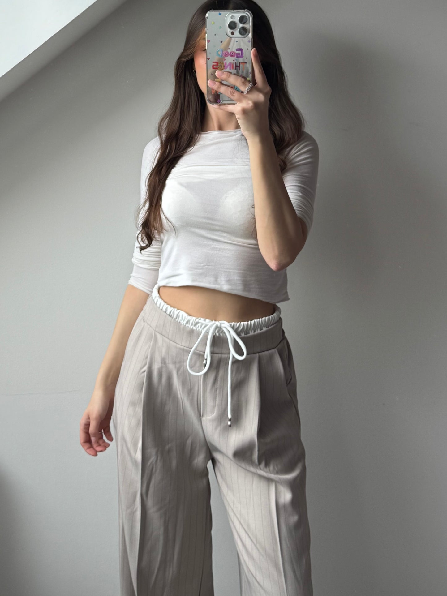 Stoffhose mit Kontrastlinie - Streifi