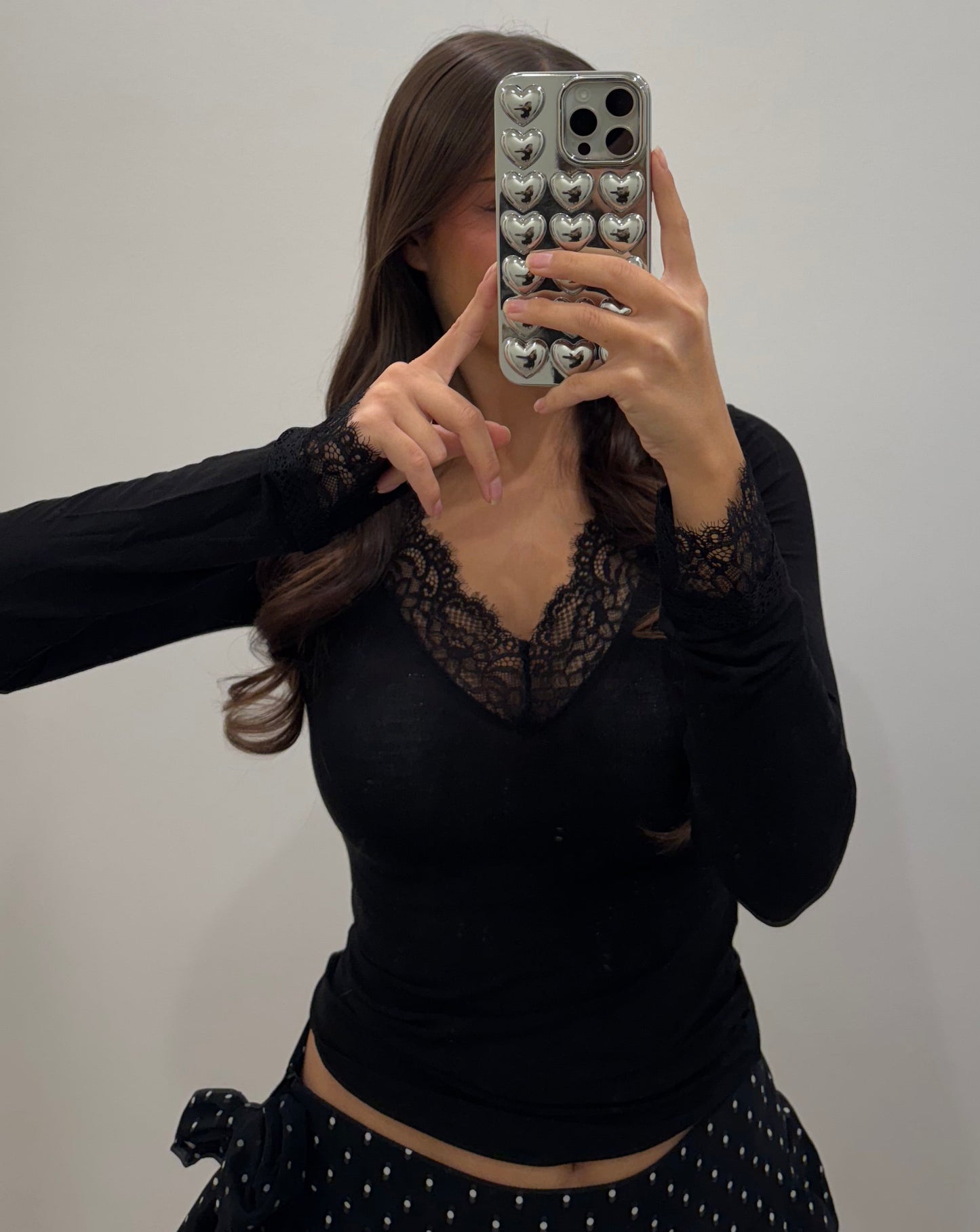 Langarm Basic mit Spitze