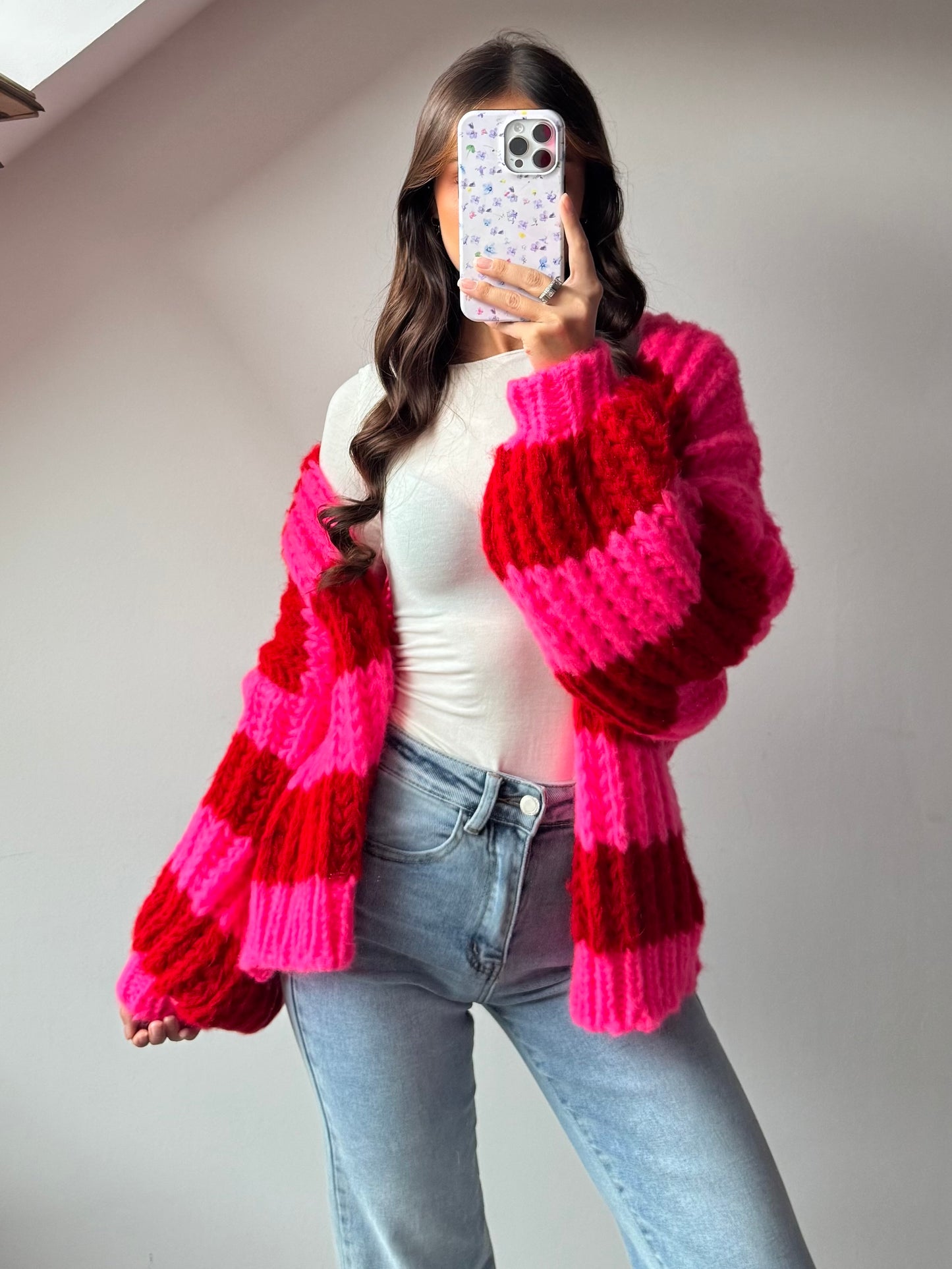 Kuschel Cardi - Pink / Rot