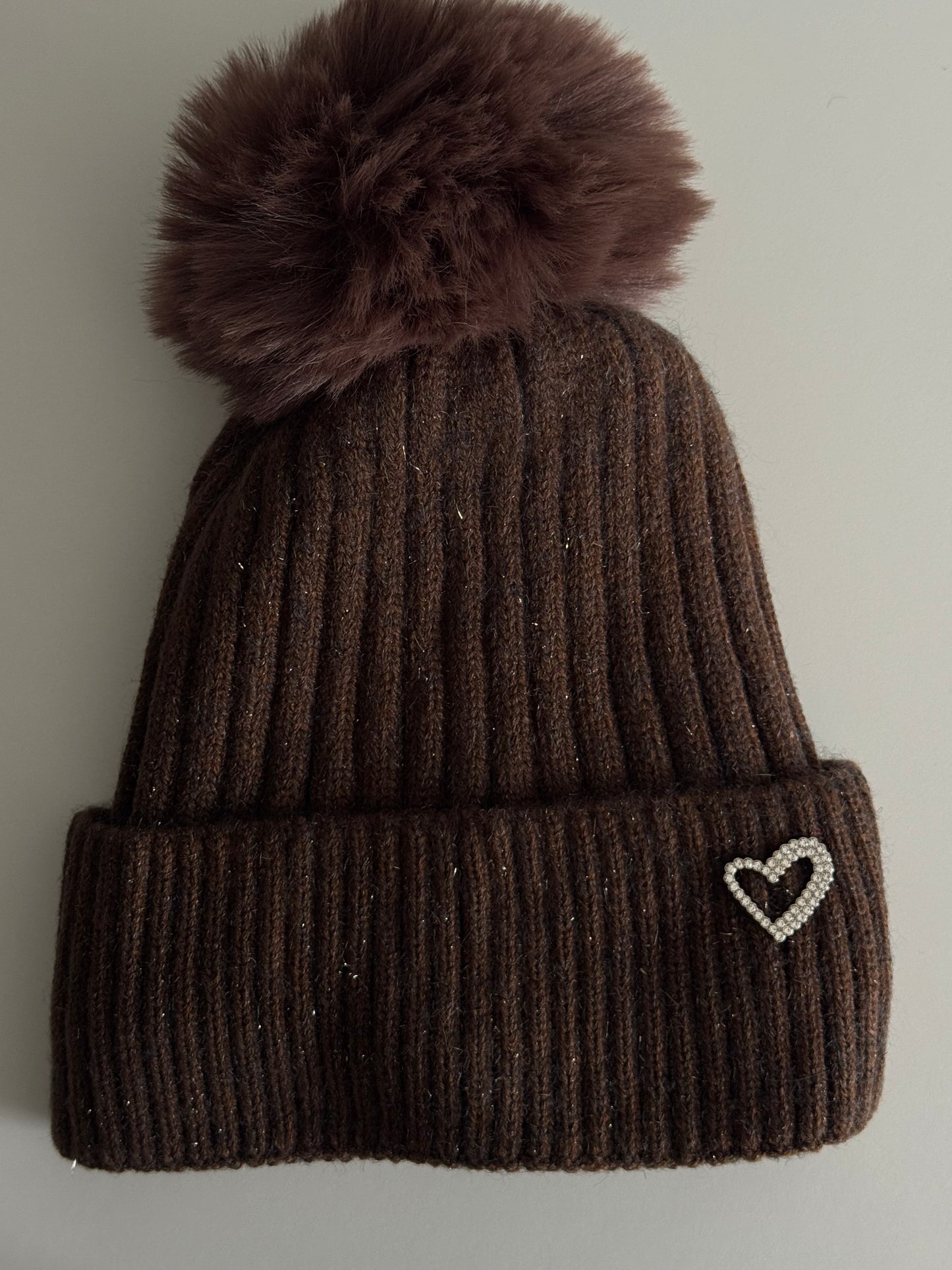 Mütze mit Bommel - Herzi