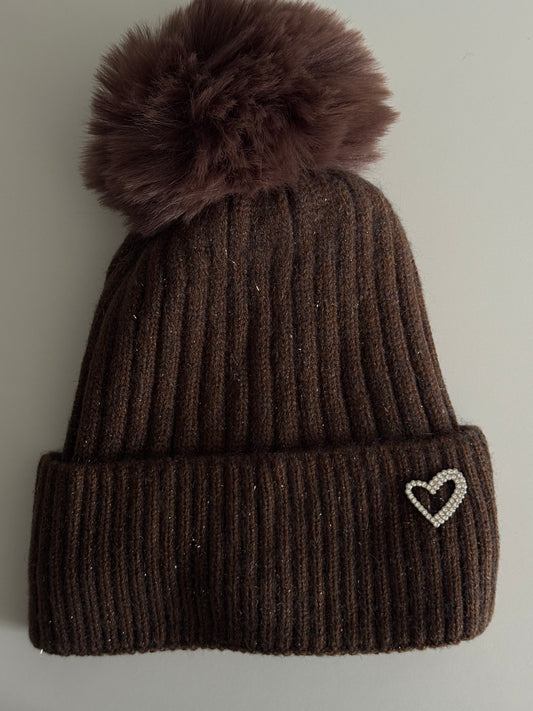Mütze mit Bommel - Herzi