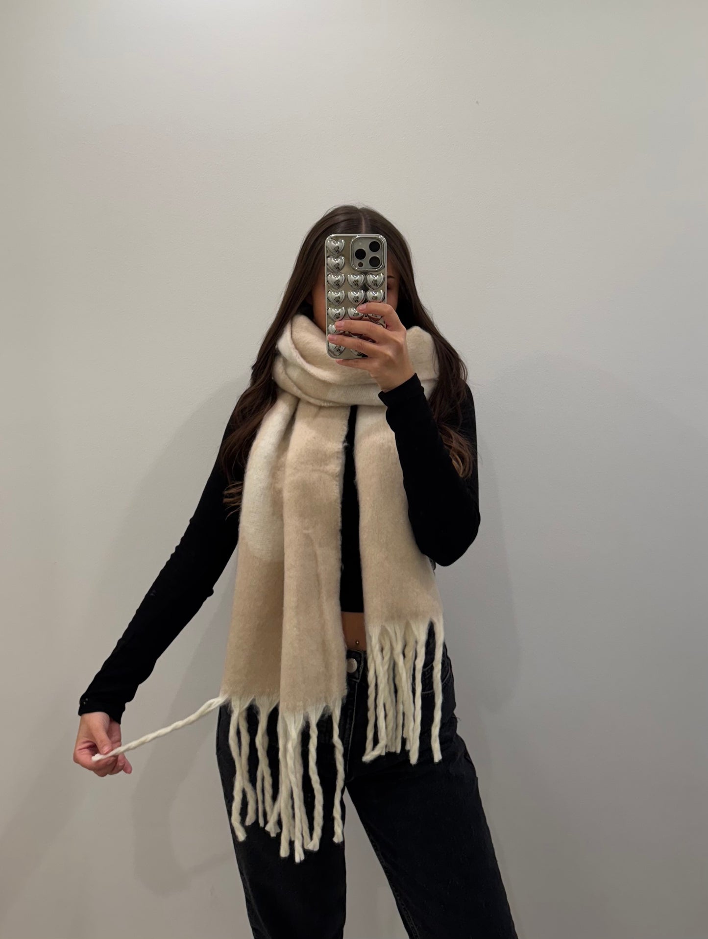 Schal mit Fransen & Schriftzug - Amour