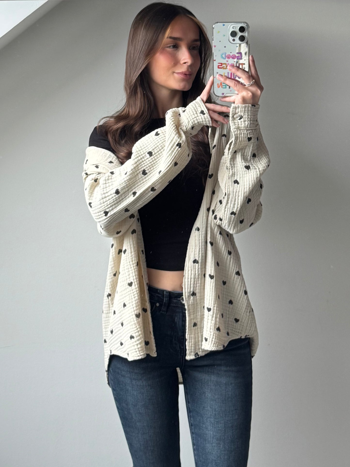 Musselin Bluse mit Herzchen