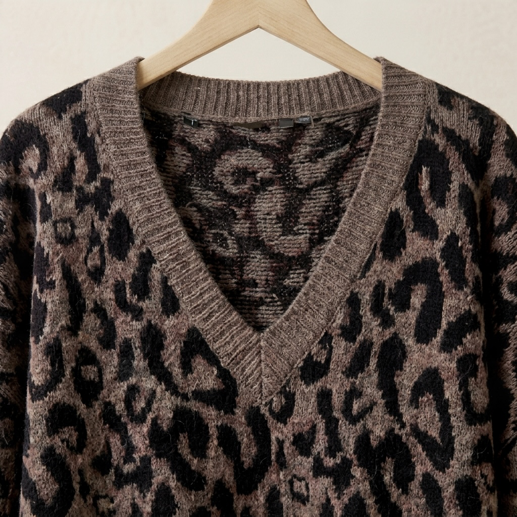 Pullover mit V-Ausschnitt im Leo Print